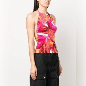 Louisa Ballou floral-print halterneck top
